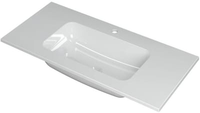 INK Faktor Wastafel Polystone Midden met 1 Kraangat - 1000x450x15 mm - Glans Wit