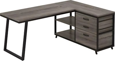 Hoekbureau London - Computerbureau - 135cm - Grijs - Voor thuis of werk - Hout en metaal