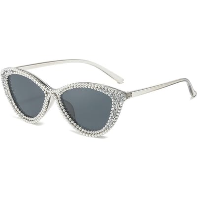 Lunettes de Soleil Oeil de Chat Pour Femmes Diamant Mode UV400 Verre Noir Lunettes Vintage Extérieur Sexy Lunettes pour Femmes