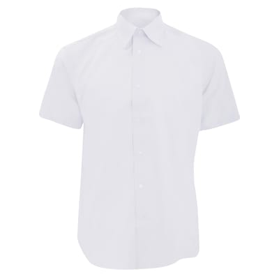 Russell Collectie Heren Korte Mouw Easy Care op maat gemaakt Oxford Shirt (Wit)