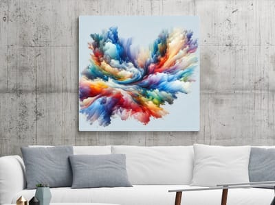 Acryl aquarel schilderij | Vibrant Acrylic Watercolor Masterpiece: A Stunning Symphony of Color | Kunst - 75x75 centimeter op Forex | Foto op Forex