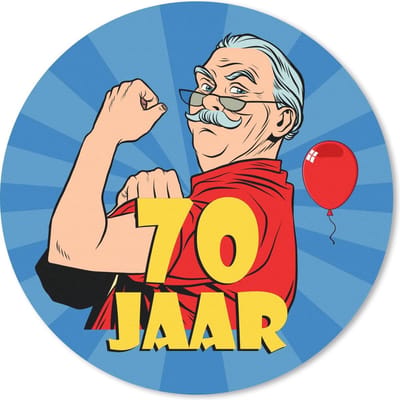 Muismat rond 20x20 cm - Mousepad Man - 70 Jaar verjaardag - Blauw - Ronde muismatten