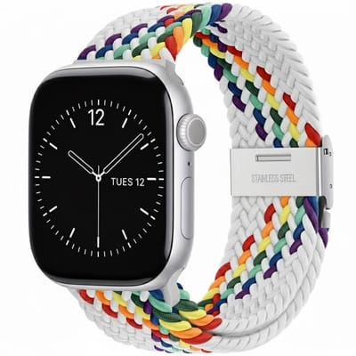 Veelkleurig nylon horlogebandje geschikt voor Apple Watch dames en heren 42mm (serie 1 / 2 / 3) / 44 mm / 45 mm / 46 mm (serie 10 / 11) / 49 mm (Ultra / Ultra 2) , elastisch gevlochten smartwatch bandje zonder gesp, stretch