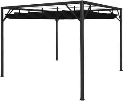 Tuinpaviljoen Intrekbaar Dak - Tuintent Outdoor Tent - Buitenfeesten Genieten - Waterdicht Polyester Deksel - 3 x 3 m - Antraciet