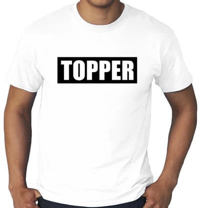 Grote maten Topper in kader shirt heren wit / Wit Topper t-shirt plus size heren XXXL