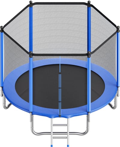 8FT trampoline voor buiten met veiligheidsnet, ASTM-gecertificeerd, duurzaam ontwerp, maximaal gewicht 120 kg, roestbestendige trampoline voor kinderen en volwassenen