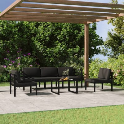 vidaXL - 6-delige - Loungeset - met - kussens - aluminium - antracietkleurig