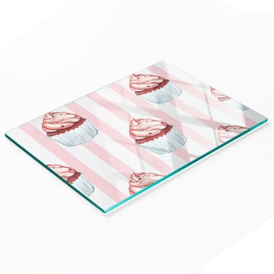 Keukenplank van gehard glas met decoratieve muffin-afbeeldingen, 80x52 cm