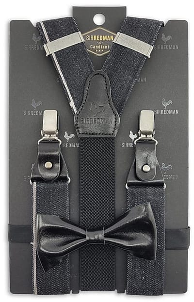 Sir Redman - Bretels met strik - bretels combi pack Black Bloke - zwart
