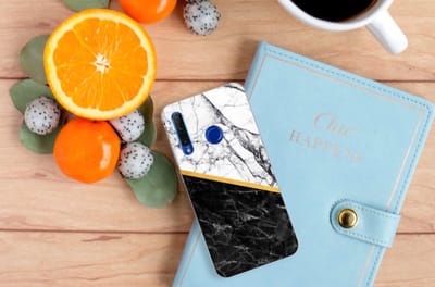 Honor 20 Lite TPU Siliconen Hoesje Marmer Wit Zwart - Origineel Cadeau Man