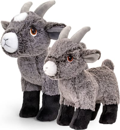 Keel Toys Geiten setje - 2x stuks - pluche - knuffel dier - 20 en 25 cm - Geiten van de boerderij