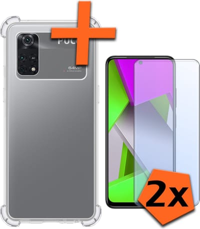 Hoes - Met Screenprotector - 2 Stuks - Geschikt voor Xiaomi Poco X4 Pro 5G - Sterk & Shockproof - Siliconen Case - Back Cover - Telefoon Hoes - Shock Proof - Transparant