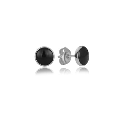 Zwarte Steen Elegante Oorknop Zilveren (925 sterling zilvergehalte) Oorbel Trendy Minimalistisch Oorknop Combi Bedel Zilverkleurig Dames Meisje | Ca