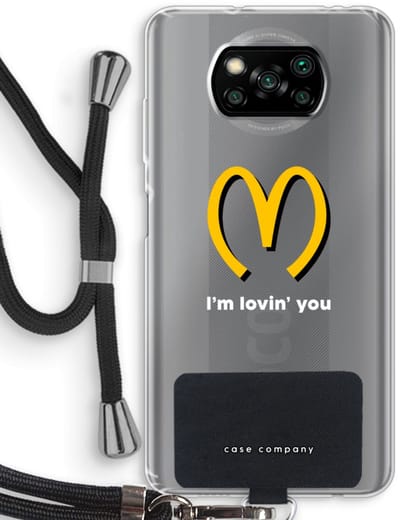 Case Company® - Hoesje met koord geschikt voor Poco X3 Pro hoesje met Koord - I'm lovin' you - Telefoonhoesje met Zwart Koord - Bescherming aan alle Kanten en Over de Schermrand