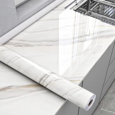 Marmerfolie - Plakfolie Keuken - Werkblad Renoveren - Zelfklevend Krasbestendig - 02 mm dik - Marmer