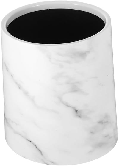 Afvalbak Marmerprint - Prullenbak Keuken - Afval Sorteren - Stijlvolle Woonkamer - 8 Liter - Wit