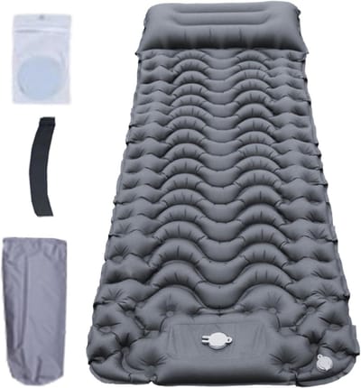 Campingmatras - Slaapkussen Kamperen - Buiten slapen - Zelfopblaasbaar met voetpomp - 190x65x7 cm - Blauw