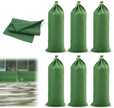 Herbruikbare zandzakken voor overstromingsbescherming 70 x 30 cm met koorden, ideaal voor garages en kelders, set van 6 voor optimale veiligheid en stabiliteit