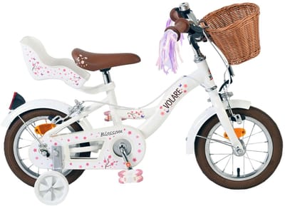 Volare Blossom Kinderfiets - Meisjes - 12 inch - Wit - Twee handremmen