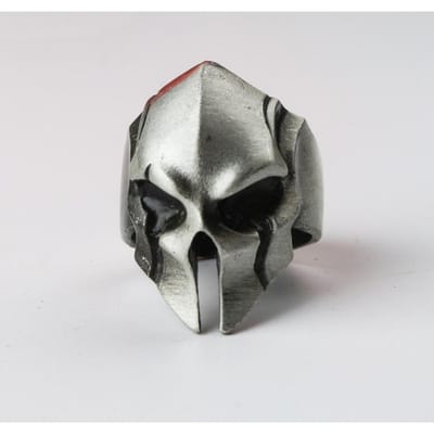 Europa en Amerika Retro Punk Spartaanse Krijger Masker Heren Open Ringen voor Klassieke Mannelijke Krijger Helm Ring Hip Hop Feest Sieraden resizable gray