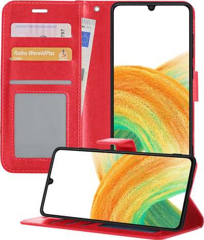 Hoesje - Geschikt voor Samsung Galaxy A33 - Luxe Bookcase - Walletcase Hoes - Portemonnee - Cover - Telefoonhoes - Rood