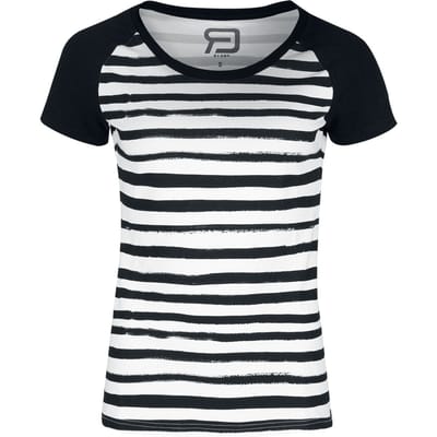 R.E.D. Rock-Engineered Design zwart/wit gestreept T-shirt - Dames - L