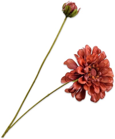 Silk-ka Kunstbloem-Zijde Bloemen Kunsttak Zinnia Tak Bruin 62 cm