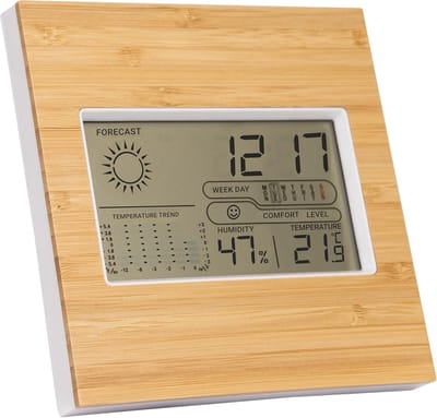Digitale Wekker - Weerstation Klok - Thuis Gebruik - Inclusief Temperatuur - 13x13x3.8cm - Wit