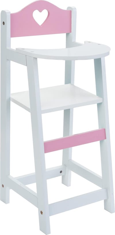 Angel Toys houten poppen kinderstoeltje wit met roze hartje afm. 26,5 x 21,5 x 53cm