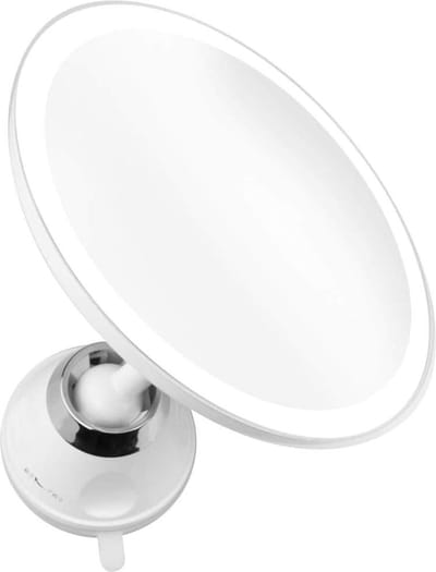Ronde make-up spiegel met sterke zuignap - tafelspiegel met LED-verlichting en 5x vergroting - 19 cm diameter