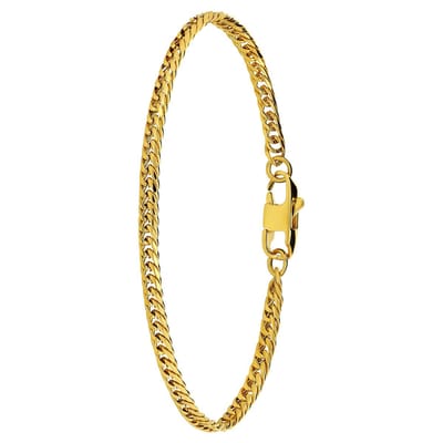 Lucardi Kinder Stalen goldplated armband met gourmetschakel 4mm - Armband - Staal - Goud - 16 cm