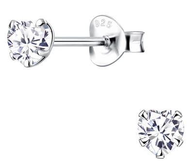 Joy|S - Zilveren hartje oorbellen - 4 mm - zirkonia - hartjes oorknoppen