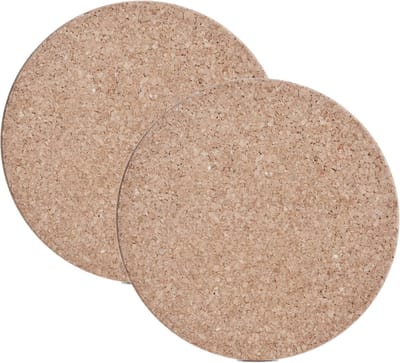 Zeller pannen onderzetters van kurk rond - 2x - lichtbruin - D14 x H1 cm - Pannen/ovenschalen onderzetters - extra dik