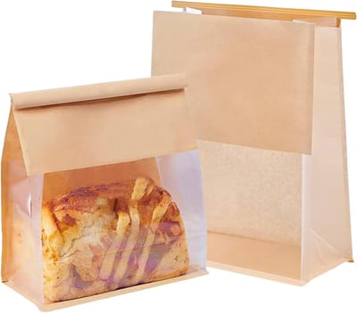 Kraftpapier Broodzakken met Venster - 30 Stuks, 16x26+13cm, Voor Toast en Thuisbakken, Oliebestendig, Voedselopslag en Bakbenodigdheden