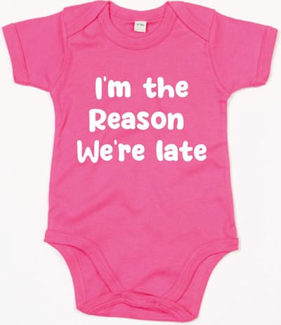Rompertje I Am The Reason We Are Late-Fuchsia-0-3 Maanden