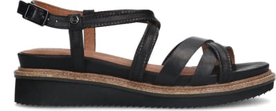 No Stress - Dames - Zwarte leren sandalen met bandjes - Maat 37