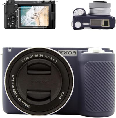 Dailygoods - VOVMOEYA Voor Sony ZVE10II cameratas, siliconen hoesje, 1 x schermbeschermer, 2 x hot-schoenhoes, 1 x Alpha ZVE10 II, siliconen camerabehuizing, ZV-E10II, accessoires, beschermhoes, gehard glas,