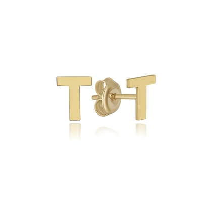 Letter T Gold PLated Initial Oorknoppen Zilveren (zilvergehalte 925 Sterling) (goudkleurig)