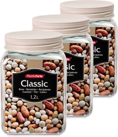 Plasticforte keuken voorraadpot/weckpot - Set van 4x stuks - kunststof - roze - 1.2 liter - met deksel - Formaat: 10 x 15 cm
