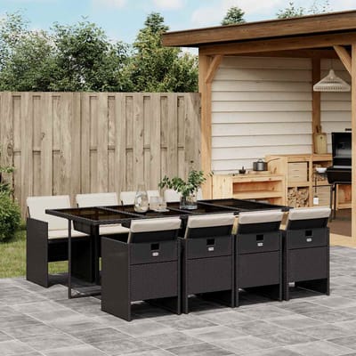 vidaXL - 9-delige - Tuinset - poly - rattan - zwart