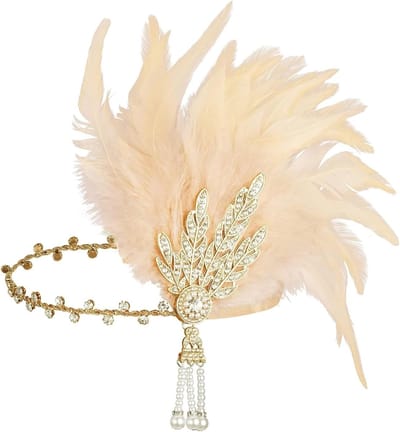 Elegante 1920s Bladeren en Strass met Veer Haarband voor Flapper Kostuum en Carnaval Accessoires
