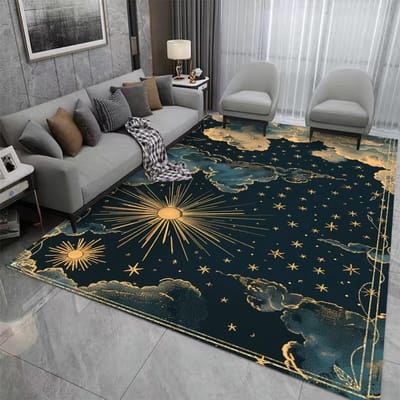 Nachtelijke Hemel Vloerkleed Maan en Sterren Patroon Sterren Patroon Sterren Vloerkleed Maan Patroon Maan Vloerkleed Maan Decor Sterrenhemel Vloerkleed Huisdecoratie 50X80CM