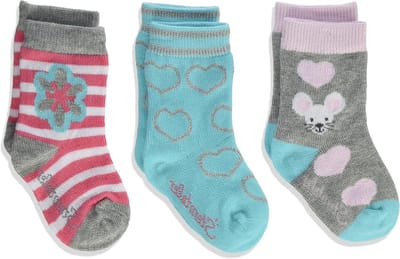 Babysokjes 3-Pack - Meisjessokjes - Dagelijks Dragen - Comfortabele Pasvorm - 6-9 Maanden - Zilver Melange