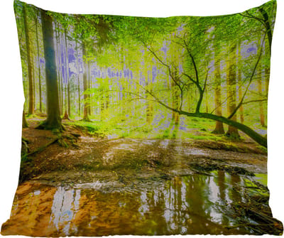 Tuinkussen - Bos - Landschap - Water - Bomen - Zon - Groen - Natuur - 40x40 cm - Weerbestendig