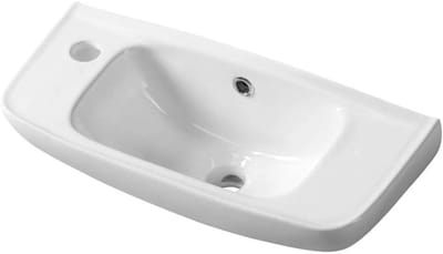 Hangwastafel Keramiek - Wastafel Klein - Gastentoilet Inrichten - Ruimtebesparend Ontwerp - 51 x 22 cm - Wit