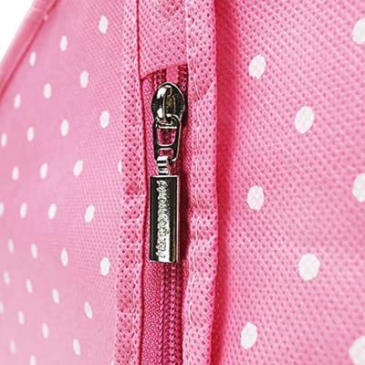 Ademende kledinghoes met transportoog - roze met witte stippen - 114 cm