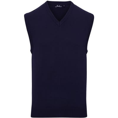 Premier Heren gebreid mouwloos sweatvest (Marine)
