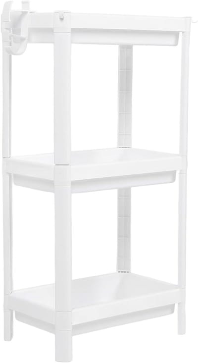 Badkamer Plank - Opbergrek Smal - Ruimte Besparen - Vrijstaand Ontwerp - 3 Niveaus - Wit