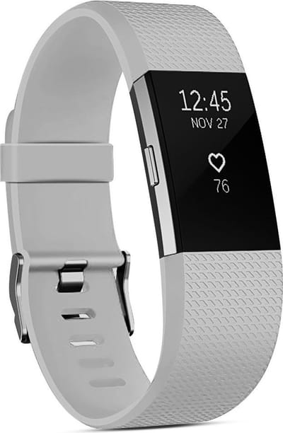 By Qubix - Compatible Fitbit bandje - Geschikt voor fitbit Charge 2 sportbandje - Maat: Large - Lichtgrijs - Horlogeband - smartwatchbandje