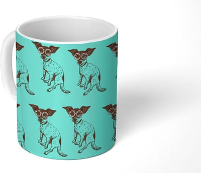 Mok - Koffiemok - Jack Russell - Hond - Patronen - Bril - Mokken - 350 ML - Beker - Koffiemokken - Theemok